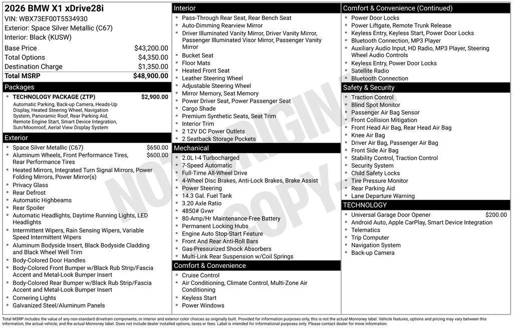 used 2026 BMW X1 car, priced at $49,070