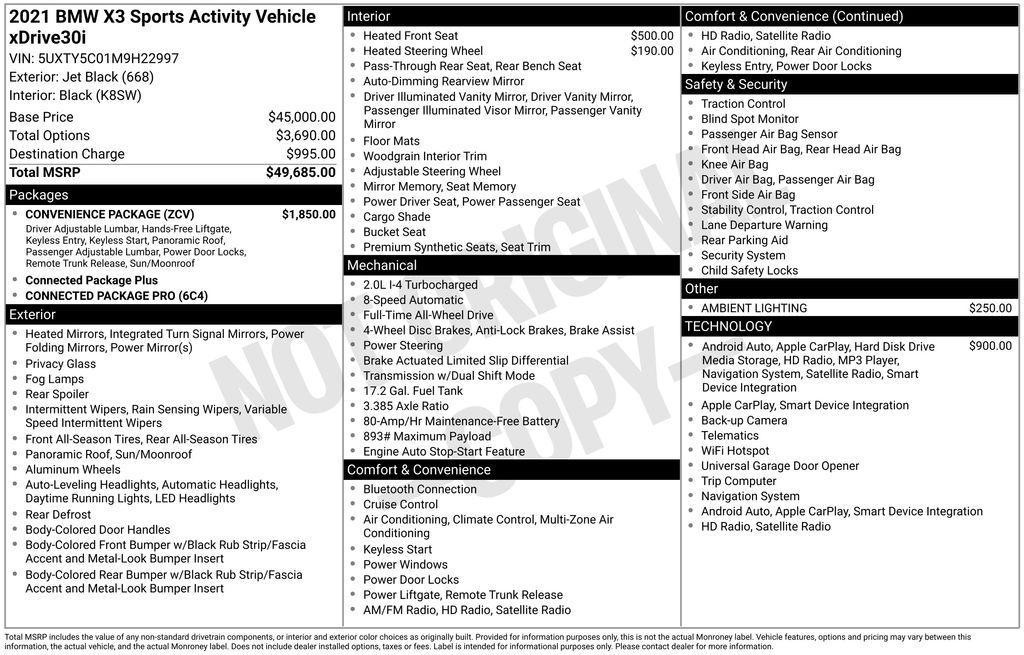 used 2021 BMW X3 car, priced at $21,995