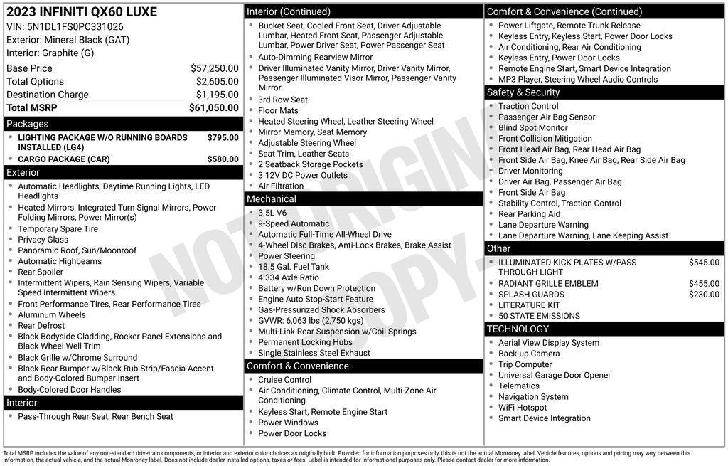 used 2023 INFINITI QX60 car, priced at $32,495