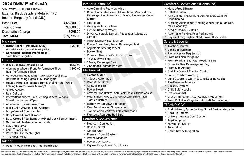used 2024 BMW i5 car, priced at $52,249