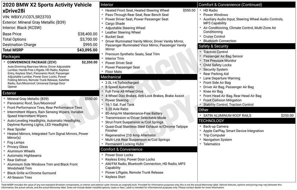 used 2020 BMW X2 car, priced at $21,495