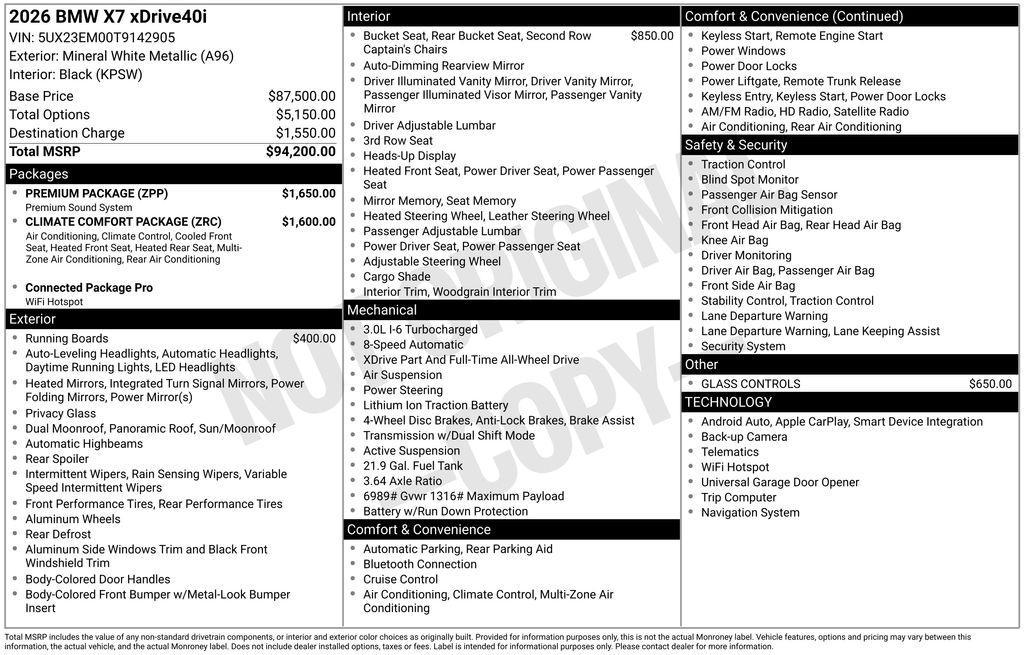used 2026 BMW X7 car, priced at $93,785