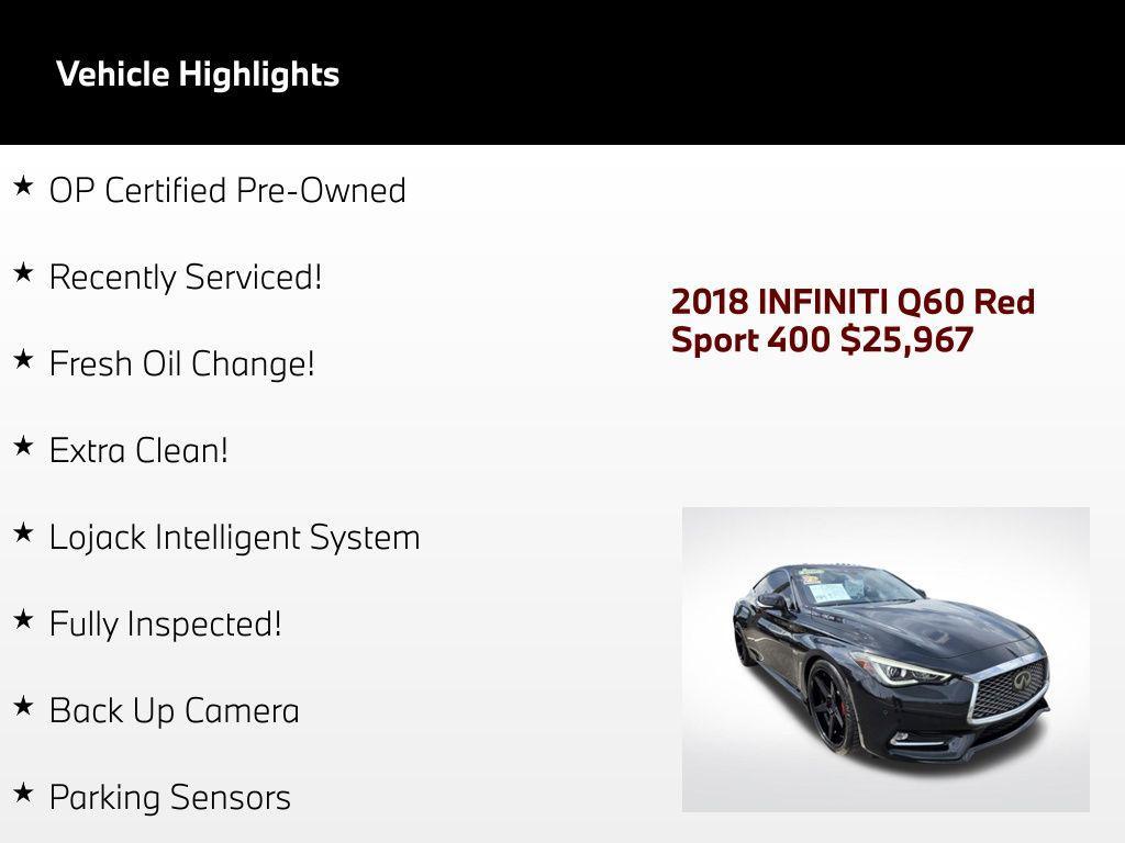 used 2018 INFINITI Q60 car, priced at $25,967