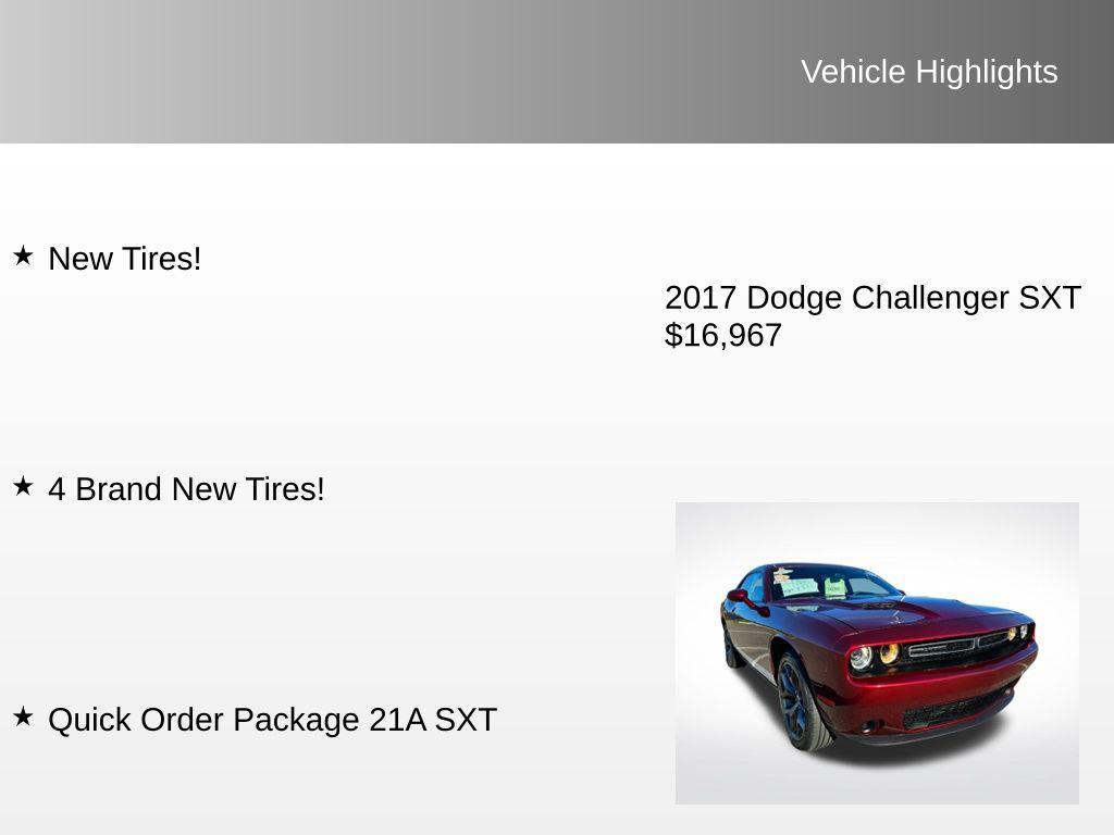 used 2017 Dodge Challenger car, priced at $16,967