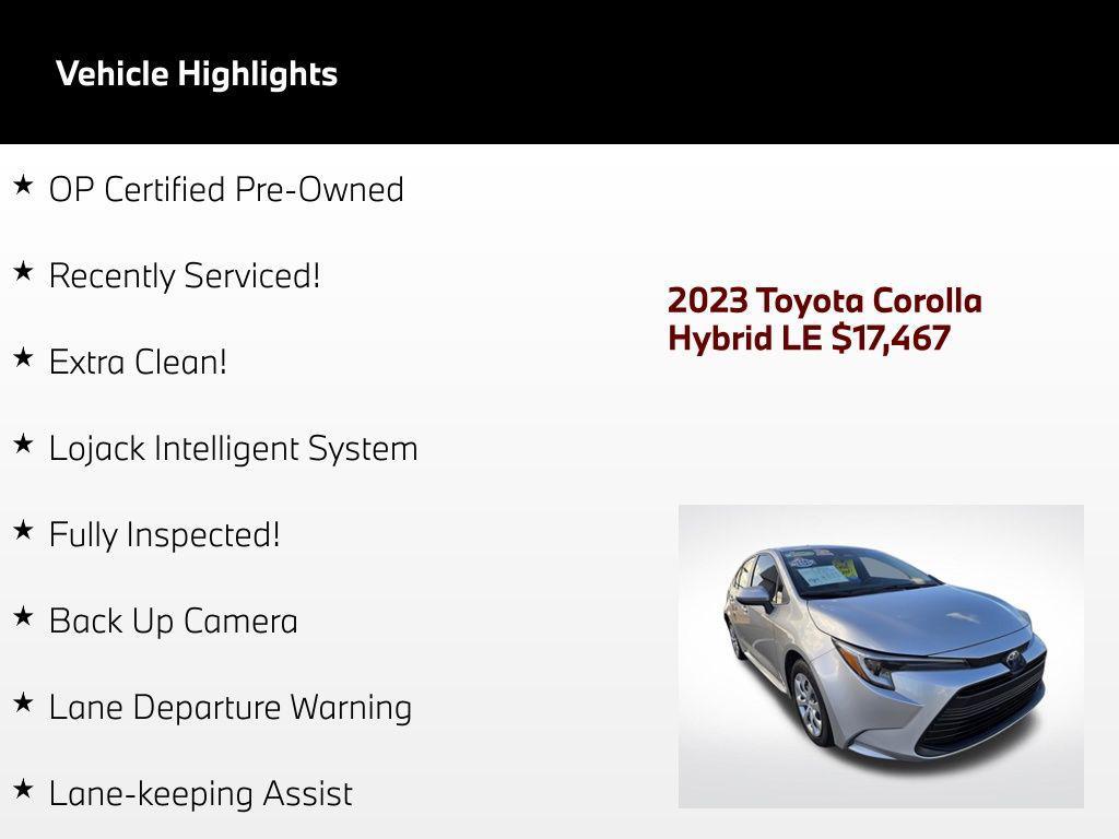 used 2023 Toyota Corolla Hybrid car, priced at $17,467