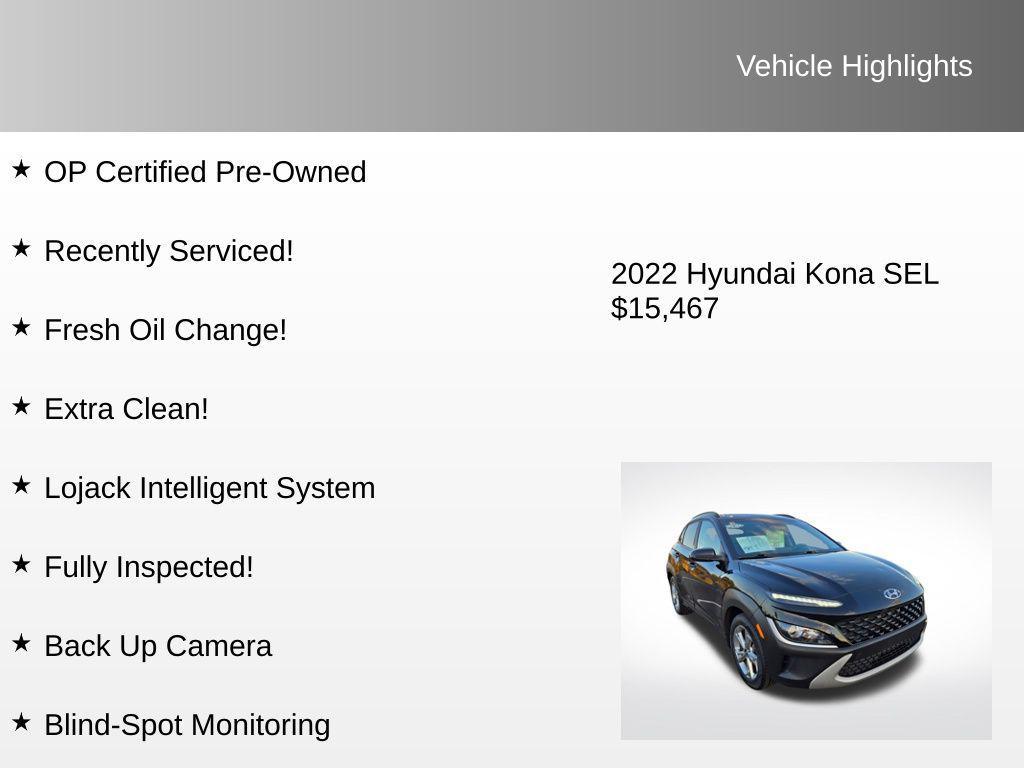 used 2022 Hyundai Kona car, priced at $15,467