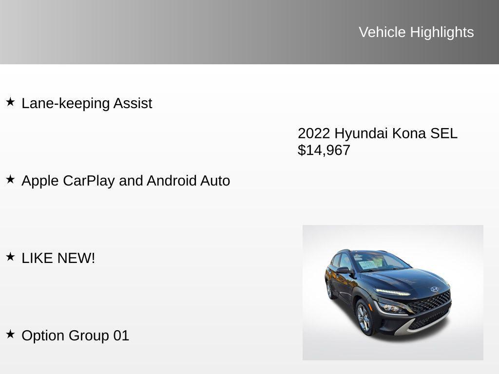 used 2022 Hyundai Kona car, priced at $14,967