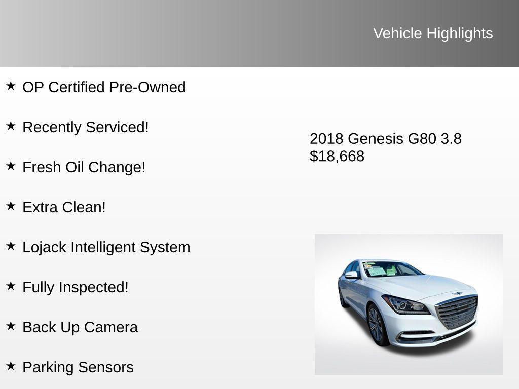 used 2018 Genesis G80 car, priced at $18,668