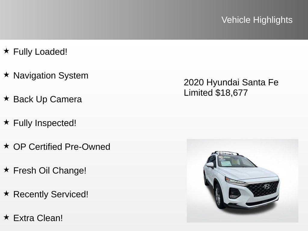 used 2020 Hyundai Santa Fe car, priced at $18,677
