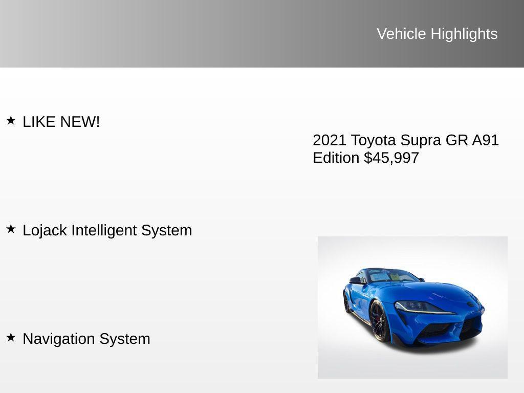used 2021 Toyota Supra car, priced at $45,497