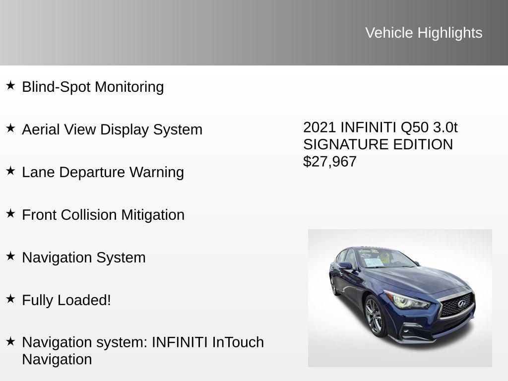 used 2021 INFINITI Q50 car, priced at $27,967