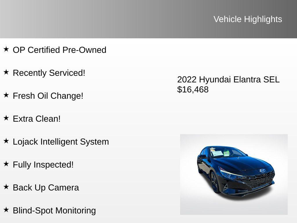 used 2022 Hyundai Elantra car, priced at $16,468