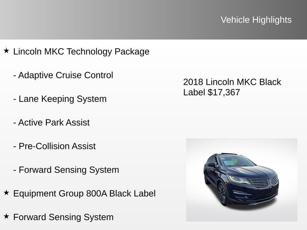 used 2018 Lincoln MKC car, priced at $17,367