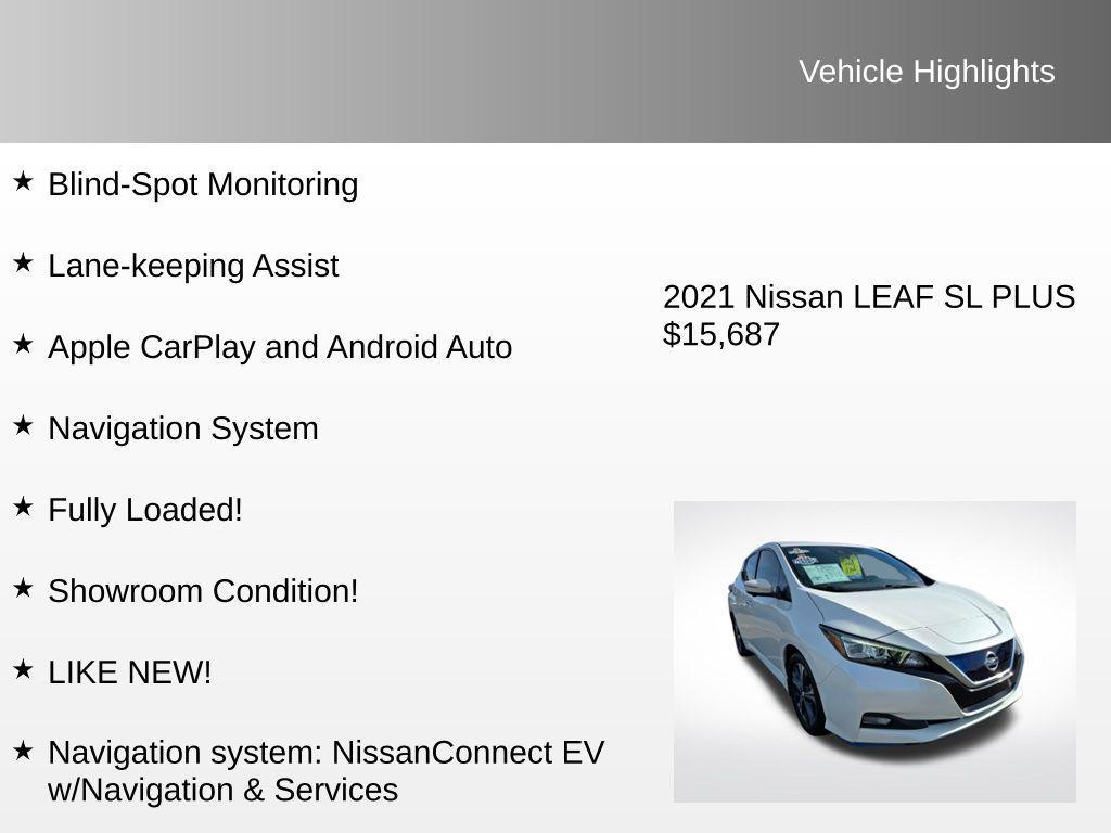 used 2021 Nissan Leaf car, priced at $15,687