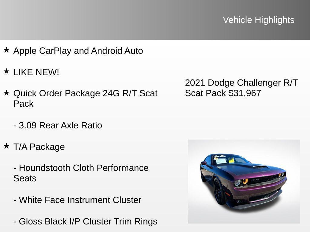used 2021 Dodge Challenger car, priced at $31,967