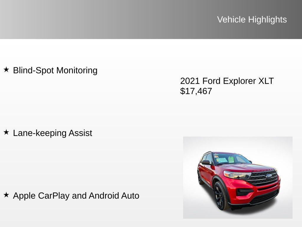 used 2021 Ford Explorer car, priced at $17,467
