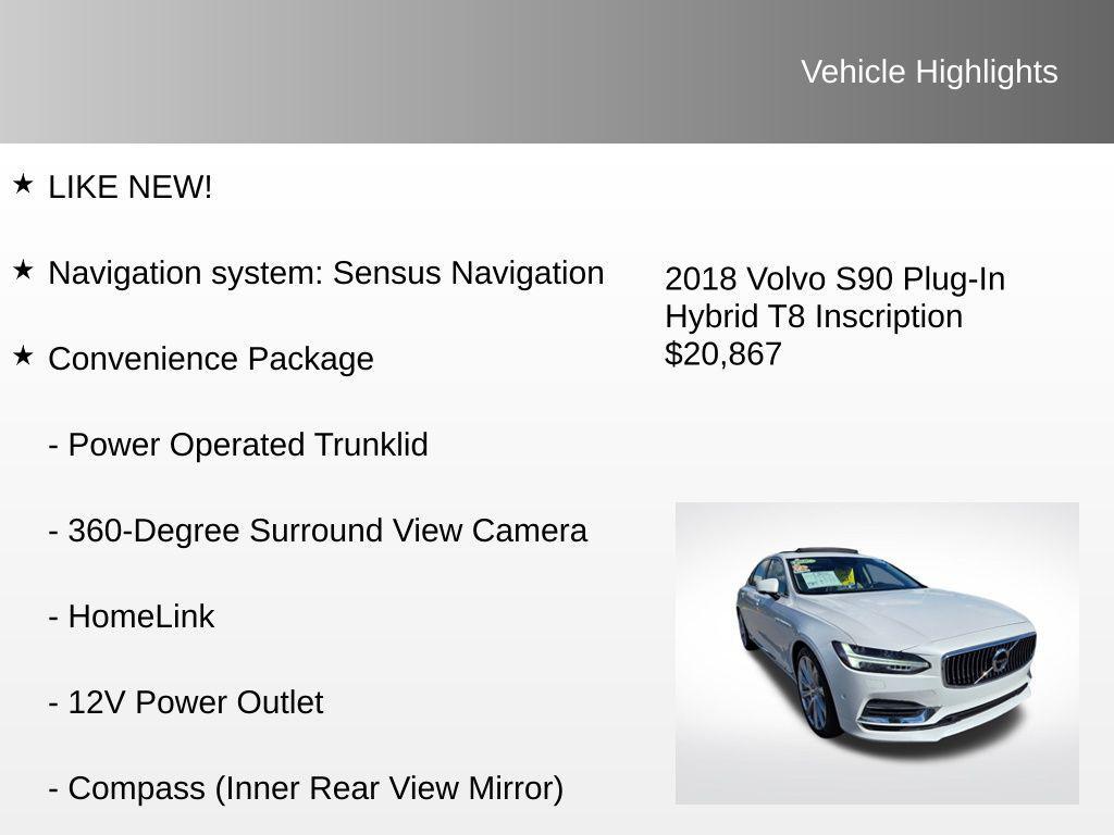 used 2018 Volvo S90 car, priced at $20,867