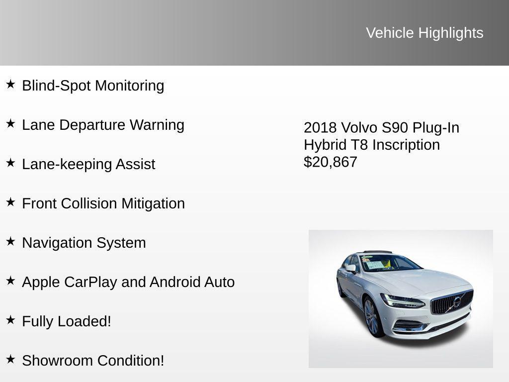 used 2018 Volvo S90 car, priced at $20,867