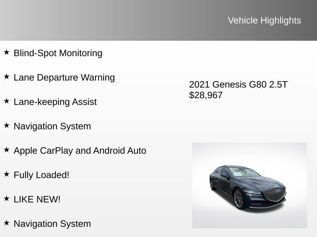 used 2021 Genesis G80 car, priced at $28,967