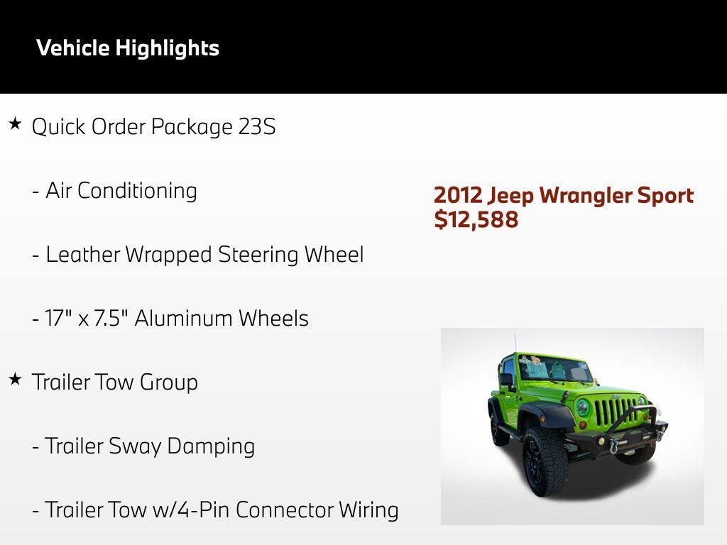 used 2012 Jeep Wrangler car, priced at $12,588