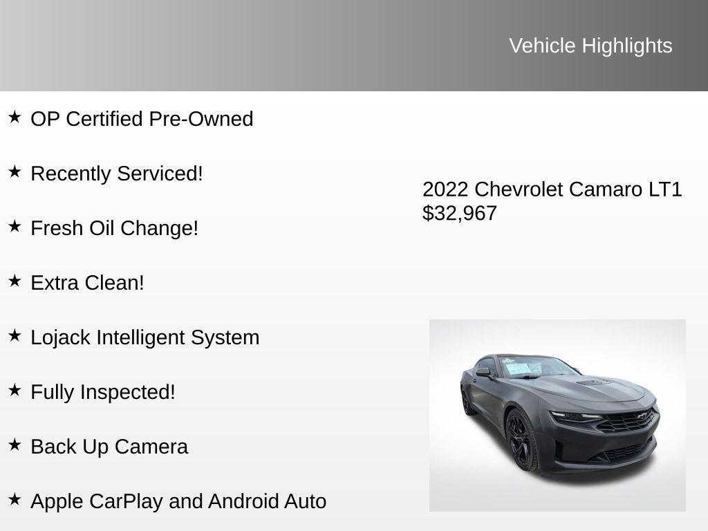 used 2022 Chevrolet Camaro car, priced at $32,967