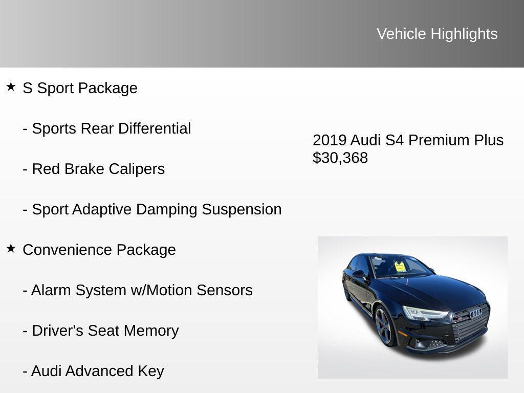 used 2019 Audi S4 car, priced at $30,368
