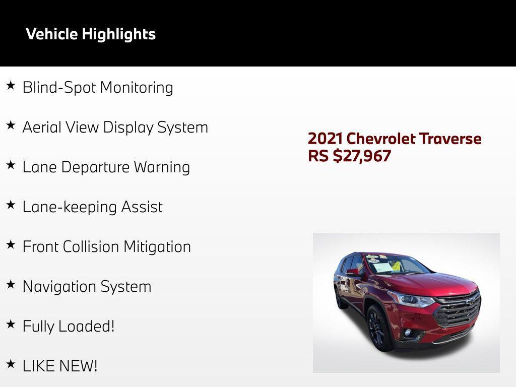 used 2021 Chevrolet Traverse car, priced at $27,967