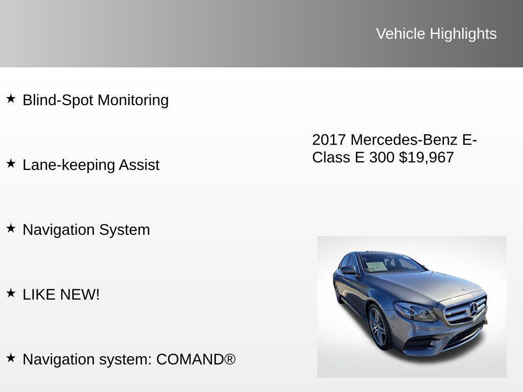 used 2017 Mercedes-Benz E-Class car, priced at $19,967