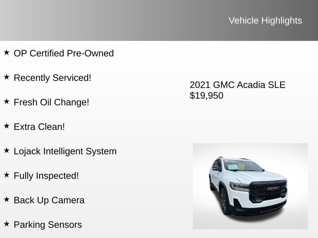used 2021 GMC Acadia car, priced at $19,950