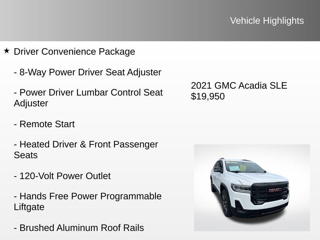 used 2021 GMC Acadia car, priced at $19,950