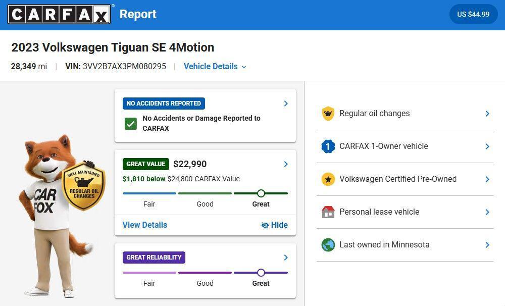 used 2023 Volkswagen Tiguan car, priced at $22,490