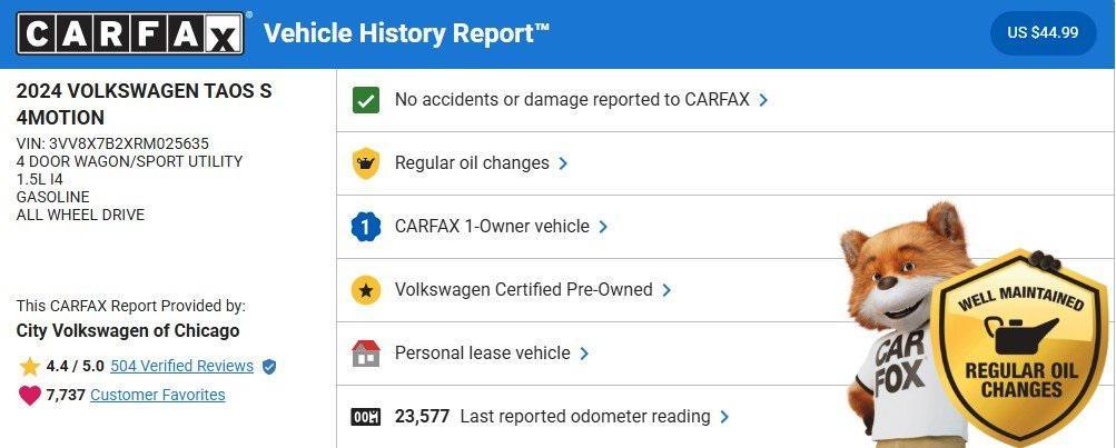 used 2024 Volkswagen Taos car, priced at $19,490