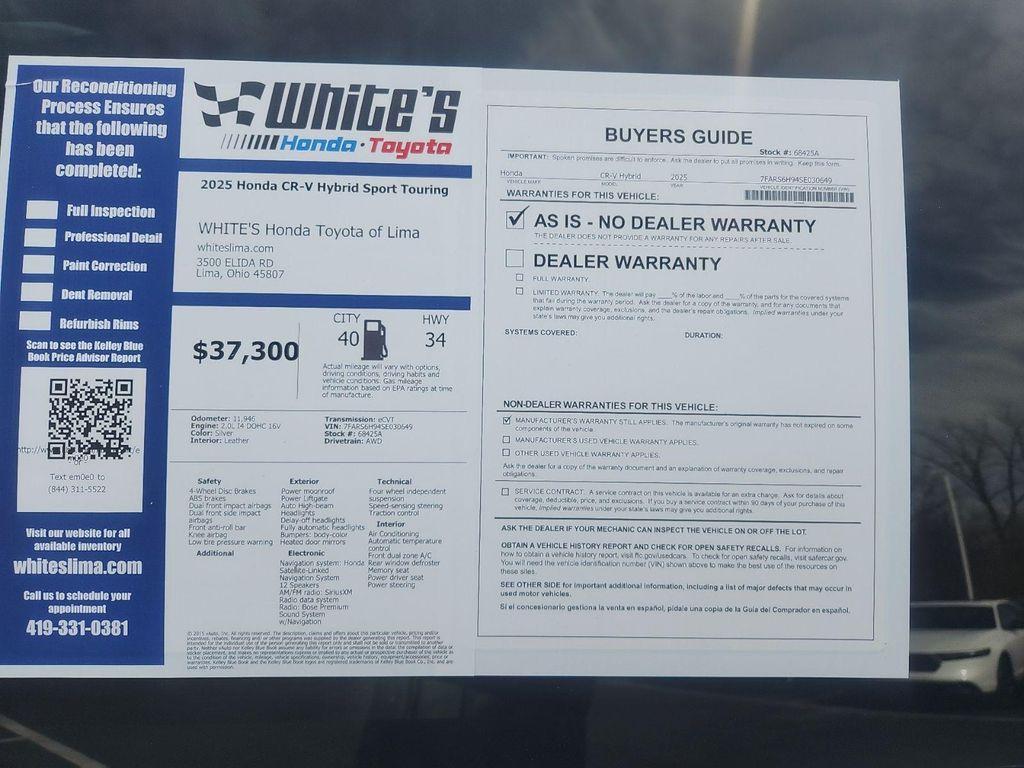 used 2025 Honda CR-V Hybrid car, priced at $37,300