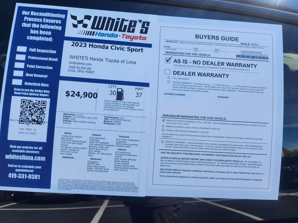 used 2023 Honda Civic car, priced at $23,400