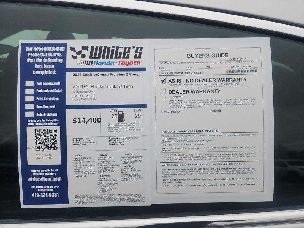 used 2018 Buick LaCrosse car, priced at $14,400