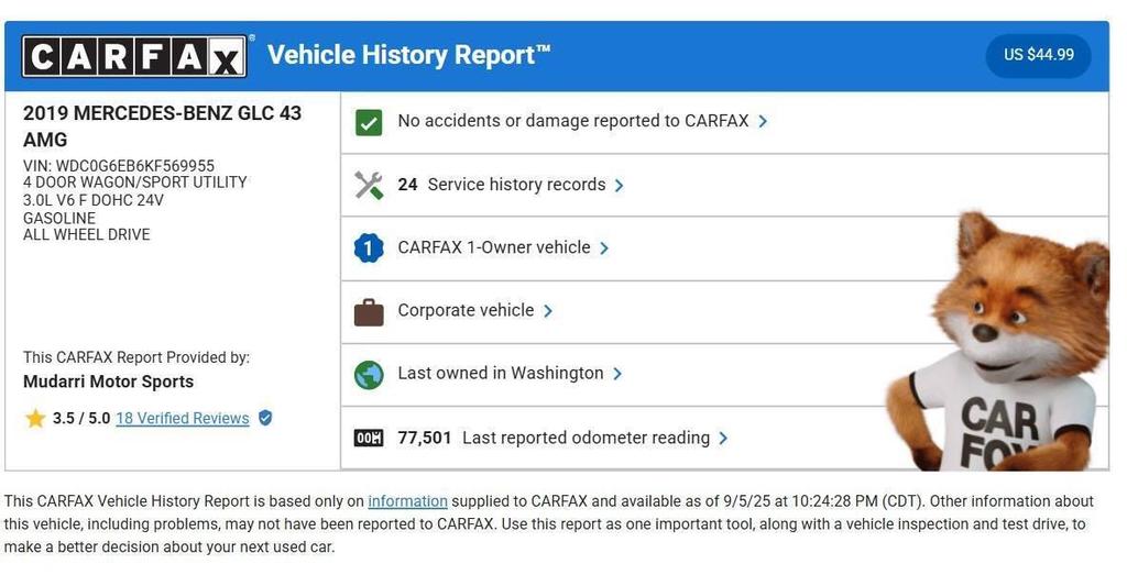 used 2019 Mercedes-Benz AMG GLC 43 car, priced at $22,998