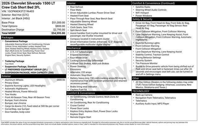 new 2026 Chevrolet Silverado 1500 car, priced at $50,020