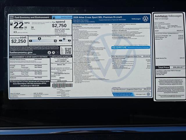 new 2026 Volkswagen Atlas Cross Sport car, priced at $51,824