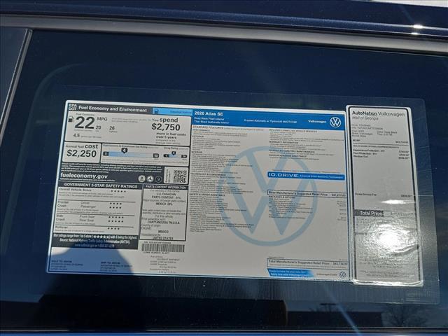 new 2026 Volkswagen Atlas car, priced at $39,233