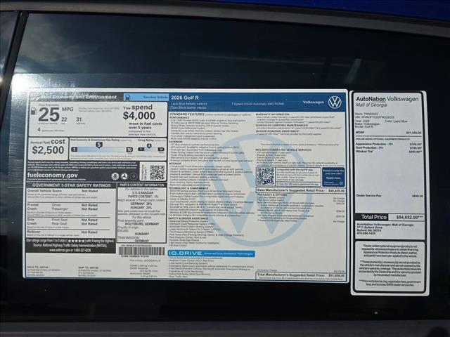 new 2026 Volkswagen Golf R car, priced at $52,854