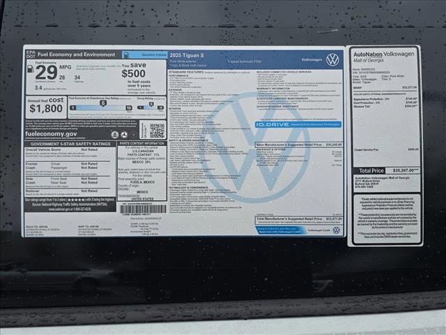 new 2025 Volkswagen Tiguan car, priced at $27,551