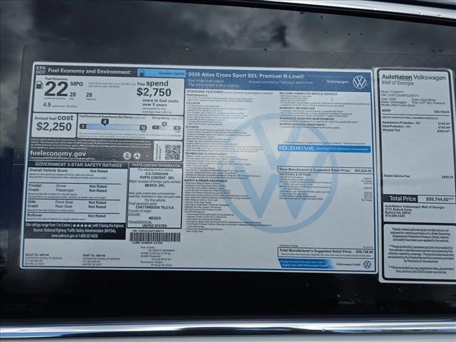 new 2026 Volkswagen Atlas Cross Sport car, priced at $52,261
