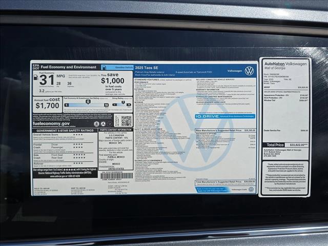 new 2025 Volkswagen Taos car, priced at $26,285