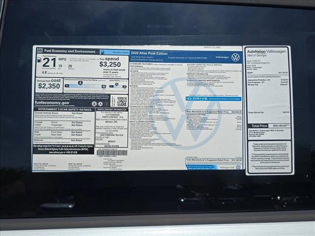 new 2026 Volkswagen Atlas car, priced at $46,384