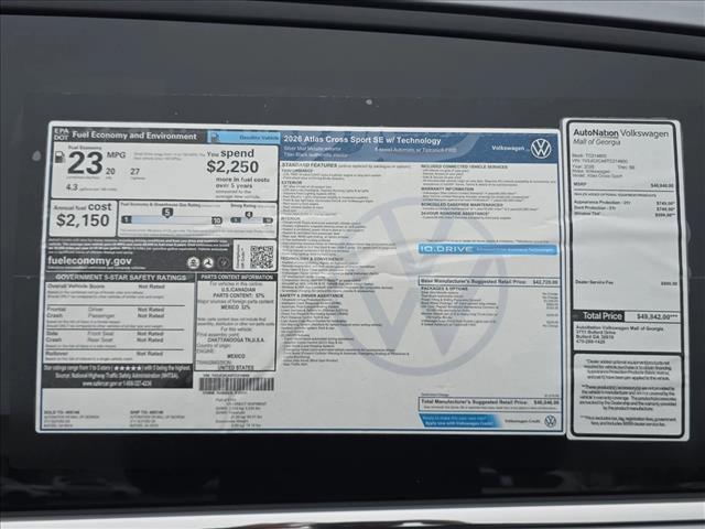 new 2026 Volkswagen Atlas Cross Sport car, priced at $42,570
