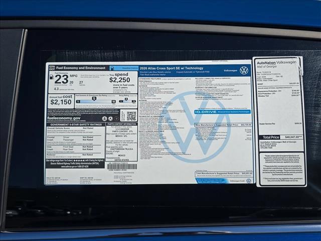 new 2026 Volkswagen Atlas Cross Sport car, priced at $41,026