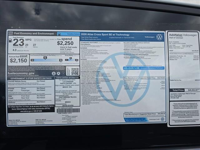 new 2026 Volkswagen Atlas Cross Sport car, priced at $41,463
