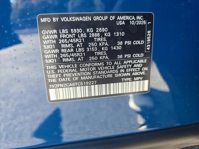 new 2026 Volkswagen Atlas car, priced at $51,976