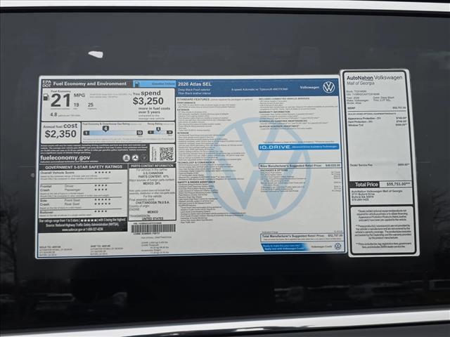 new 2026 Volkswagen Atlas car, priced at $47,880