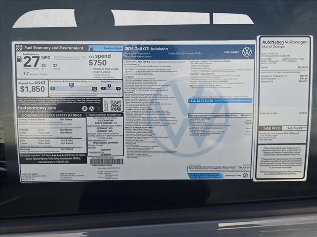 new 2026 Volkswagen Golf GTI car, priced at $43,627